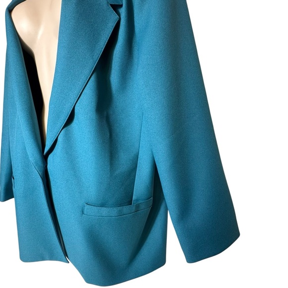 Bend Over Levi Strauss & Co Women's Size 18 W Teal Blazer 1 Button Vintage - Picture 6 of 11